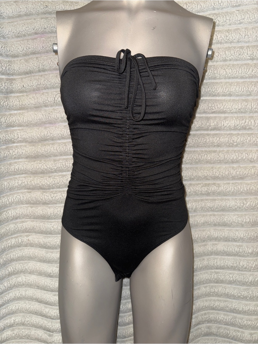 Gaze Black Ruched Convertible Bodysuit | XS | Y2K